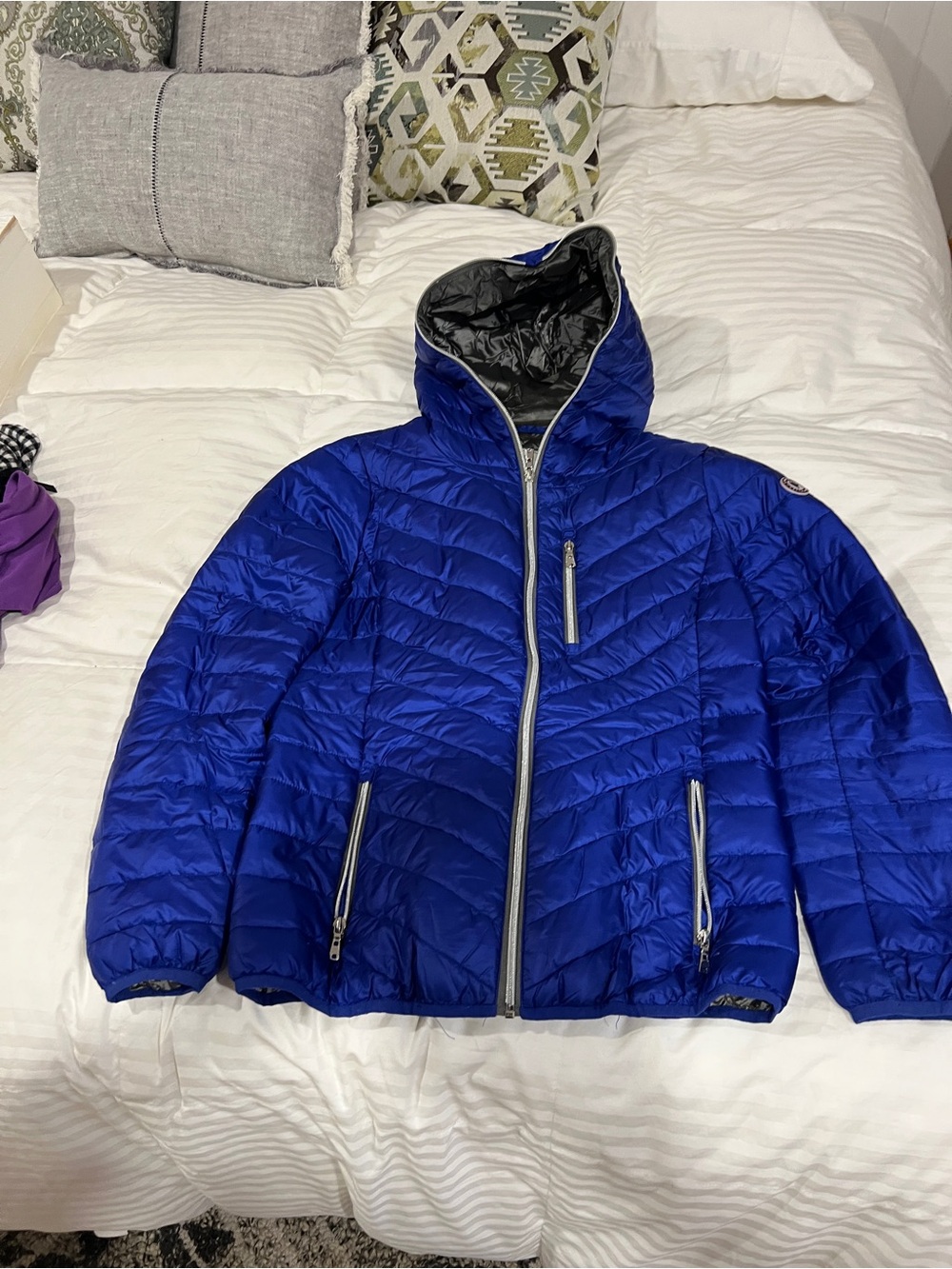 Women’s Blue Quilted Hooded Jacket